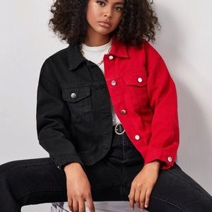 Black and red denim jacket